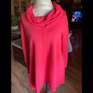 Two turtlenecks, cowl neck tops both size XL.  One red and one black.